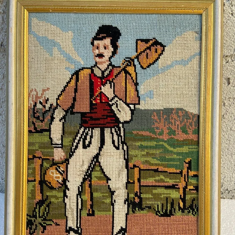 Vintage Embroidered picture Men Ukraine